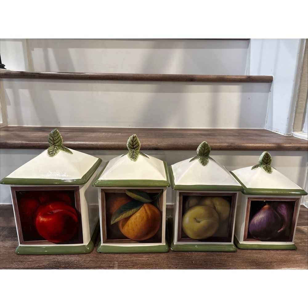 Jay Mercado CANISTER SET ~ Vegetables, 4 piece, Certified International,Art Deco